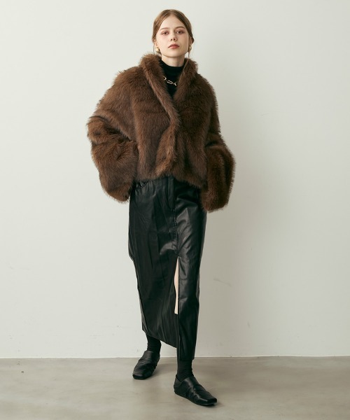 最終お値下げ◎クロップド丈 ミンク ファージャケット バックリボン F