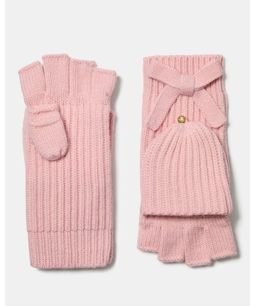 kate spade new york(ケイトスペード ニューヨーク)の「ニット ボウ ポップ トップ ミトン(手袋・レディース・ピンク・ONE)」の1枚目の写真