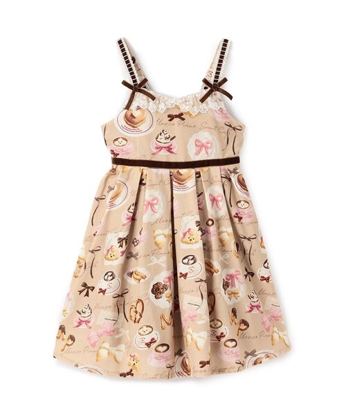 メゾピアノ　キャミ5点セット　120（110）　みっぷる、苺、みみちゃん セール】カフェ柄 キャミワンピース（ワンピース）｜mezzo piano