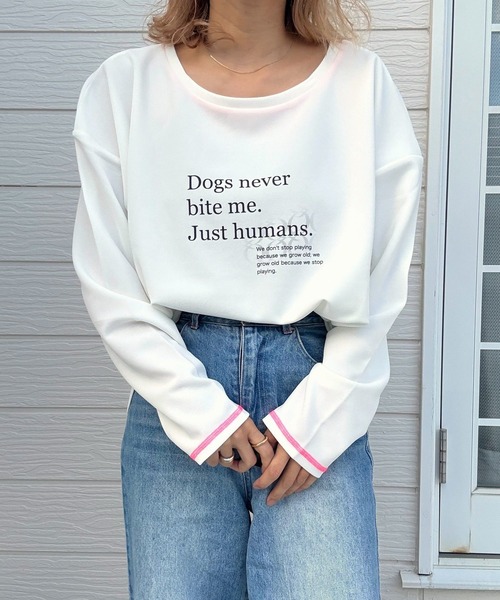 Q（キュー）の「ジョーゼットプリントロンT（Tシャツ/カットソー・レディース・ホワイト/ブラック/ホワイト系その他・MEDIUM）」の7枚目の写真