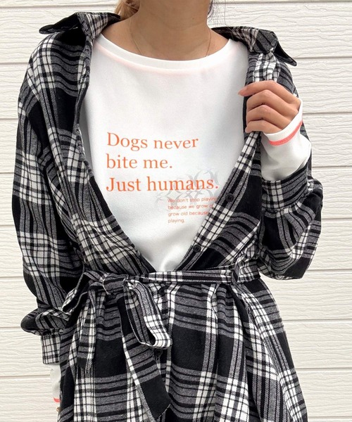 Q（キュー）の「ジョーゼットプリントロンT（Tシャツ/カットソー・レディース・ホワイト/ブラック/ホワイト系その他・MEDIUM）」の10枚目の写真