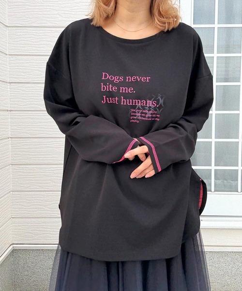 Q（キュー）の「ジョーゼットプリントロンT（Tシャツ/カットソー・レディース・ホワイト/ブラック/ホワイト系その他・MEDIUM）」の11枚目の写真