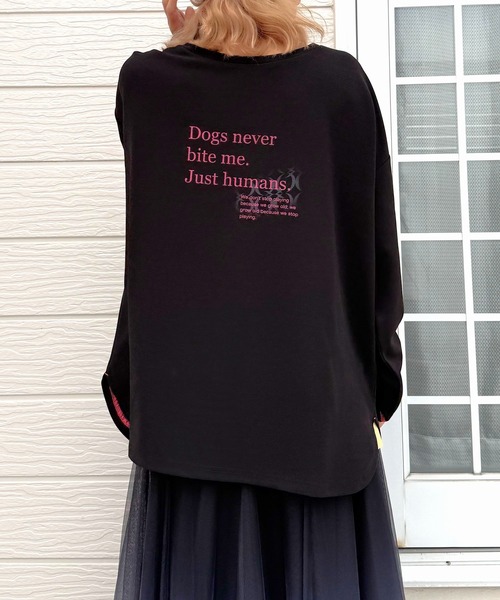 Q（キュー）の「ジョーゼットプリントロンT（Tシャツ/カットソー・レディース・ホワイト/ブラック/ホワイト系その他・MEDIUM）」の13枚目の写真