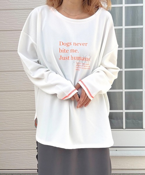Q（キュー）の「ジョーゼットプリントロンT（Tシャツ/カットソー・レディース・ホワイト/ブラック/ホワイト系その他・MEDIUM）」の21枚目の写真