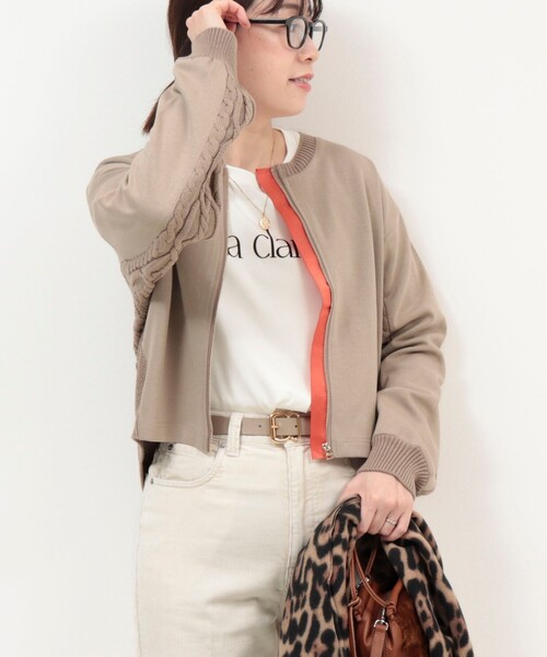 MICO COULIER（ミコクリエ）の「ケーブルドッキングカーディガン（カーディガン/ボレロ・レディース・モカ/チャコールグレー・38）」の11枚目の写真