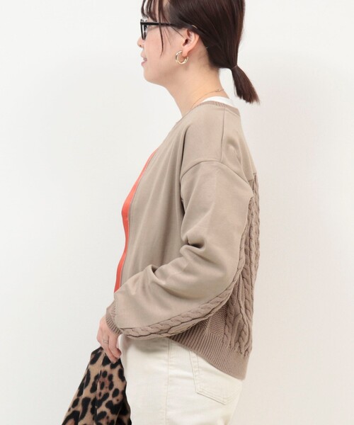 MICO COULIER（ミコクリエ）の「ケーブルドッキングカーディガン（カーディガン/ボレロ・レディース・モカ/チャコールグレー・38）」の3枚目の写真