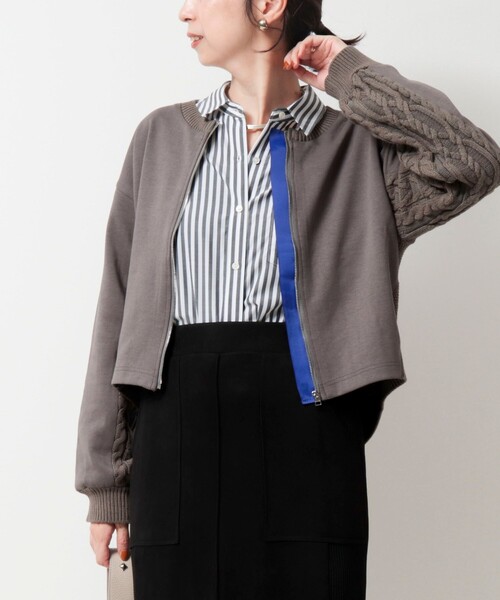 MICO COULIER（ミコクリエ）の「ケーブルドッキングカーディガン（カーディガン/ボレロ・レディース・モカ/チャコールグレー・38）」の17枚目の写真