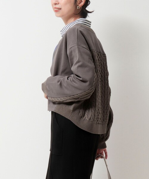 MICO COULIER（ミコクリエ）の「ケーブルドッキングカーディガン（カーディガン/ボレロ・レディース・モカ/チャコールグレー・38）」の5枚目の写真