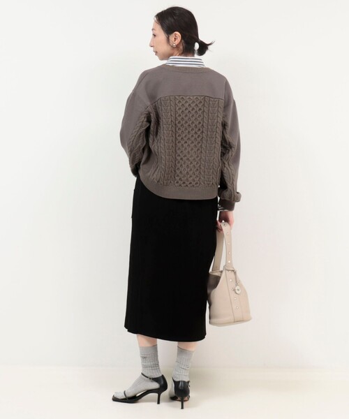 MICO COULIER（ミコクリエ）の「ケーブルドッキングカーディガン（カーディガン/ボレロ・レディース・モカ/チャコールグレー・38）」の18枚目の写真