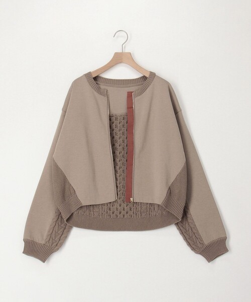 MICO COULIER（ミコクリエ）の「ケーブルドッキングカーディガン（カーディガン/ボレロ・レディース・モカ/チャコールグレー・38）」の7枚目の写真