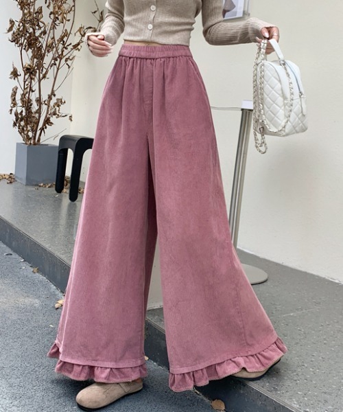 FAVORITO(ファヴォリート)の「フリルコーデュロイパンツ(その他パンツ・レディース・ブラウン/ピンク/ライトグリーン/ボルドー/ベージュ/オレンジ/ブルー/ダークグリーン・F)」の20枚目の写真