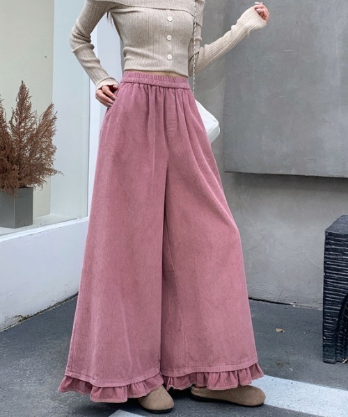 FAVORITO(ファヴォリート)の「フリルコーデュロイパンツ(その他パンツ・レディース・ブラウン/ピンク/ライトグリーン/ボルドー/ベージュ/オレンジ/ブルー/ダークグリーン・F)」の19枚目の写真
