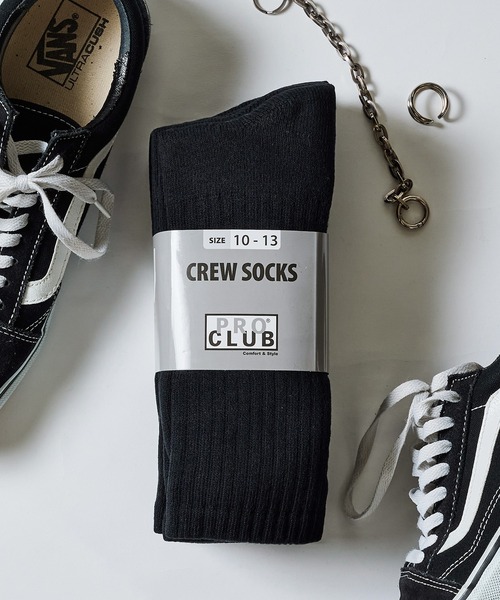 PRO CLUB (プロクラブ)の「【PRO CLUB】Heavyweight Crew Socks(3pairs) 3足セット クルーソックス P-183CR UNTR(ソックス/靴下・メンズ・ホワイト/ブラック/グレー・L/M)」の3枚目の写真