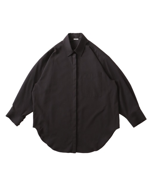 DRESSLAVE(ドレスレイブ)の「peach big shirt(ピーチスキンビッグシャツ)(シャツ/ブラウス・レディース・ブラック/グレイッシュベージュ・38)」の2枚目の写真