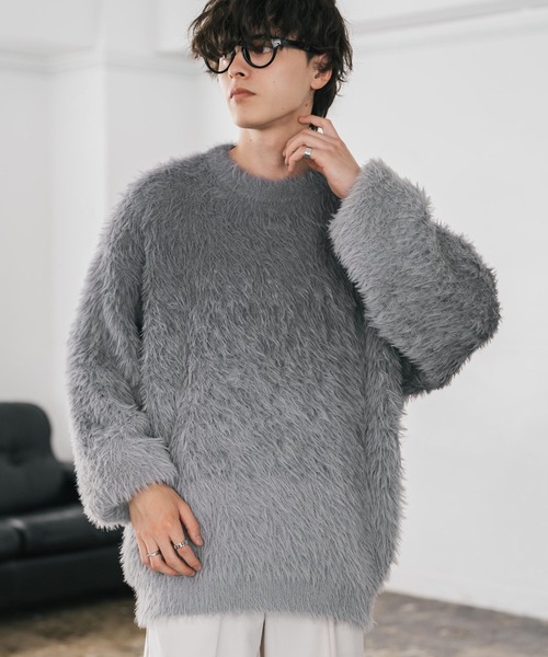 フェザーヤーンレイヤードウールトップス(グレー) フェザーヤーンレイヤードウールトップス(グレー) - seventen