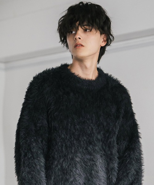 Rocky Monroe(ロッキーモンロー)の「オーバーサイズ フェザーヤーングラデーションクルーネックニット(ニット/セーター・メンズ・ブラック/ブラウン/グレー・M/L)」の22枚目の写真