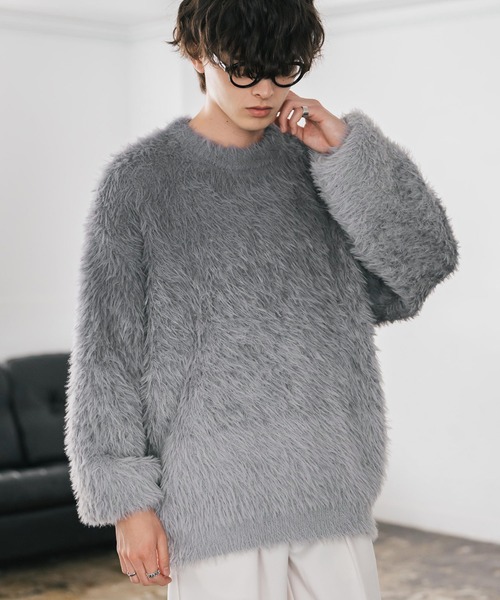 Rocky Monroe(ロッキーモンロー)の「オーバーサイズ フェザーヤーングラデーションクルーネックニット(ニット/セーター・メンズ・ブラック/ブラウン/グレー・M/L)」の21枚目の写真