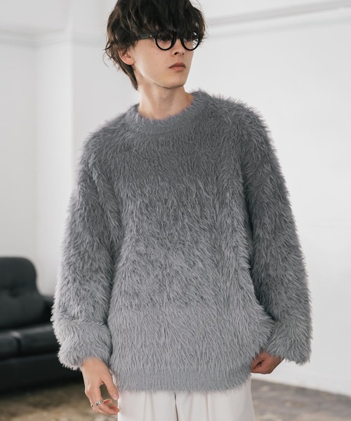 Rocky Monroe(ロッキーモンロー)の「オーバーサイズ フェザーヤーングラデーションクルーネックニット(ニット/セーター・メンズ・ブラック/ブラウン/グレー・M/L)」の19枚目の写真
