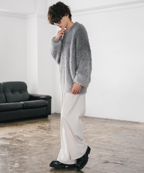 Rocky Monroe(ロッキーモンロー)の「オーバーサイズ フェザーヤーングラデーションクルーネックニット(ニット/セーター・メンズ・ブラック/ブラウン/グレー・M/L)」の18枚目の写真