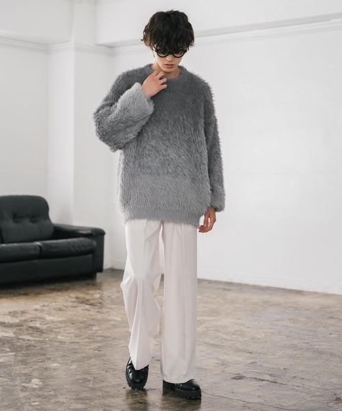 Rocky Monroe(ロッキーモンロー)の「オーバーサイズ フェザーヤーングラデーションクルーネックニット(ニット/セーター・メンズ・ブラック/ブラウン/グレー・M/L)」の17枚目の写真