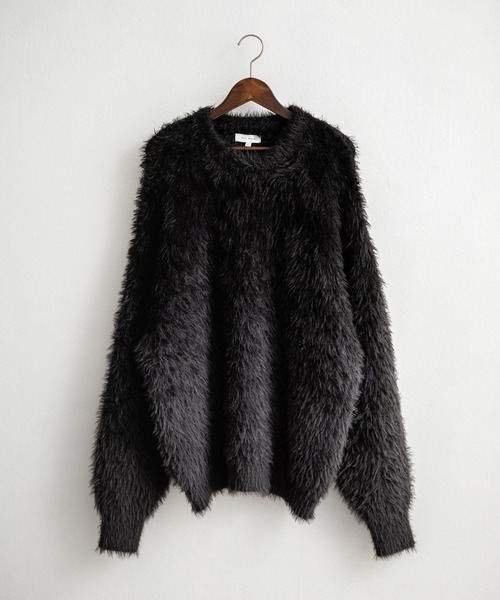Rocky Monroe(ロッキーモンロー)の「オーバーサイズ フェザーヤーングラデーションクルーネックニット(ニット/セーター・メンズ・ブラック/ブラウン/グレー・M/L)」の9枚目の写真