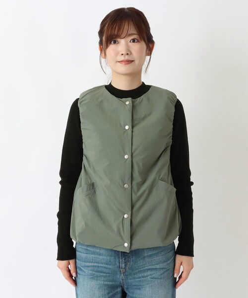 one'sterrace(ワンズテラス)の「軽量中綿 ナイロンワッシャーベスト(その他アウター・レディース・ライトグレー系8/ブラック系8/カーキ系5/ブラウン系8・02)」の6枚目の写真