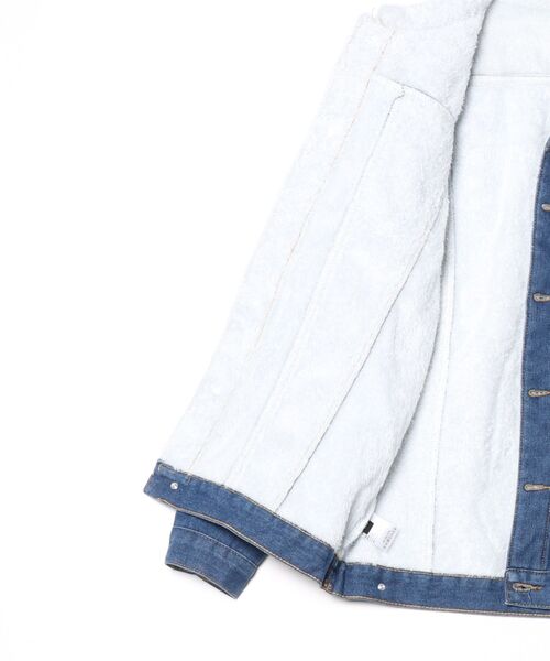 ARCADE(アーケード)の「裏ボアデニムジャケット / トラッカージャケット(デニムジャケット・メンズ・インディゴブルー/ブラック/ライトブルー・M/L/XL)」の5枚目の写真