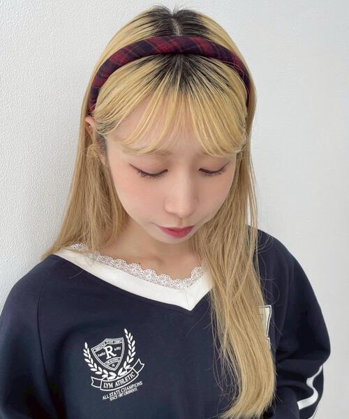 WEGO（ウィゴー）の「WEGO/チェックナローカチューシャ（カチューシャ・レディース・グリーン系その他2/ブルー系その他2/レッド系その他2/イエロー系その他3・FREE）」の4枚目の写真