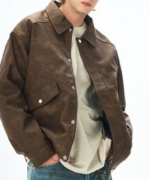 フェイクスエード ジップジャケット/Faux suede zip jacket