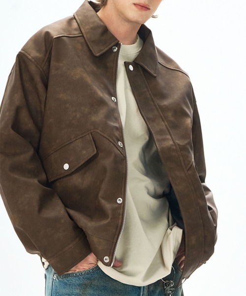 aimoha（アイモハ）の「フェイクスエード ジップジャケット/Faux suede zip jacket（ブルゾン・メンズ・ダークグレー/ブラウン/グリーン・LARGE/X-LARGE/MEDIUM）」の3枚目の写真
