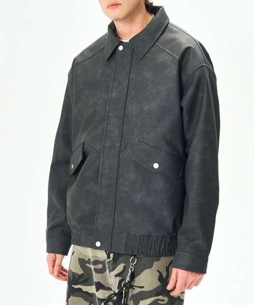 aimoha（アイモハ）の「フェイクスエード ジップジャケット/Faux suede zip jacket（ブルゾン・メンズ・ダークグレー/ブラウン/グリーン・LARGE/X-LARGE/MEDIUM）」の2枚目の写真