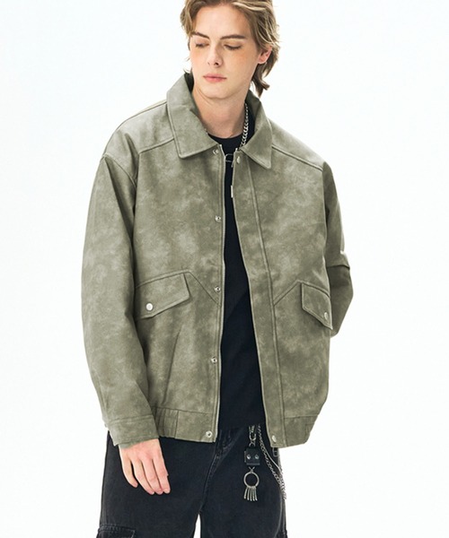 aimoha（アイモハ）の「フェイクスエード ジップジャケット/Faux suede zip jacket（ブルゾン・メンズ・ダークグレー/ブラウン/グリーン・LARGE/X-LARGE/MEDIUM）」の4枚目の写真