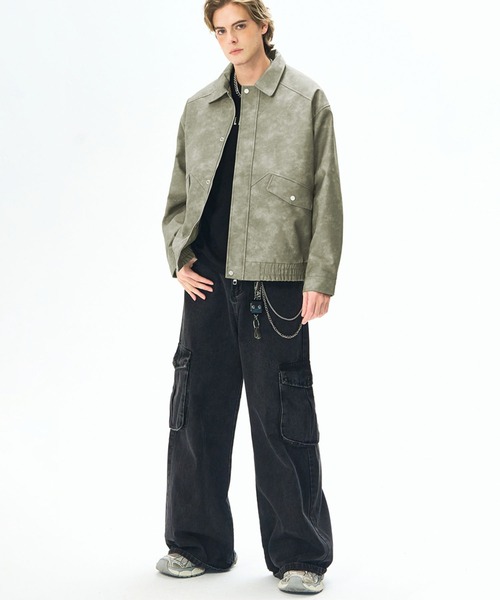 aimoha（アイモハ）の「フェイクスエード ジップジャケット/Faux suede zip jacket（ブルゾン・メンズ・ダークグレー/ブラウン/グリーン・LARGE/X-LARGE/MEDIUM）」の6枚目の写真