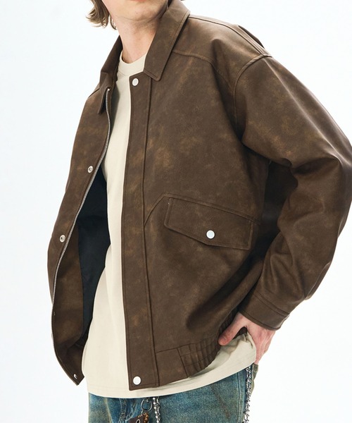 aimoha（アイモハ）の「フェイクスエード ジップジャケット/Faux suede zip jacket（ブルゾン・メンズ・ダークグレー/ブラウン/グリーン・LARGE/X-LARGE/MEDIUM）」の21枚目の写真