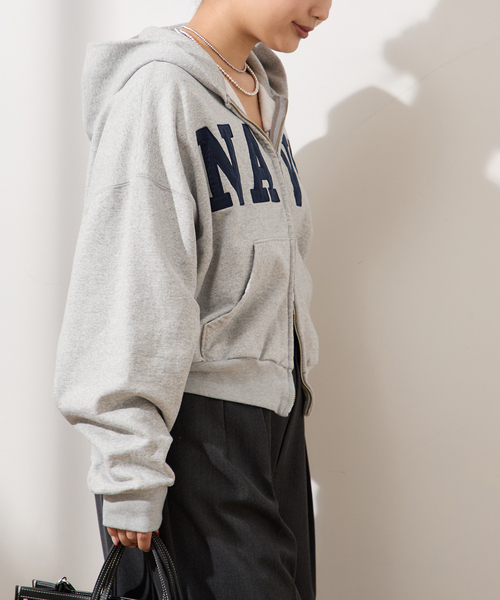 INSCRIRE /アンスクリア】Navy Zip Hoodie：パーカー（パーカー