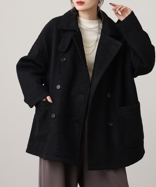 セール】リングフェイクウールアレンジカラーPコート（ピーコート