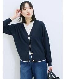 Samansa Mos2 blue | ◎ラインニットカーディガン(カーディガン/ボレロ)