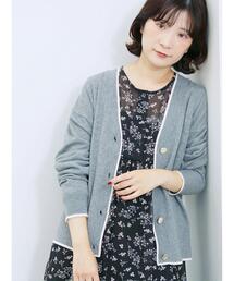 Samansa Mos2 blue | ◎ラインニットカーディガン(カーディガン/ボレロ)