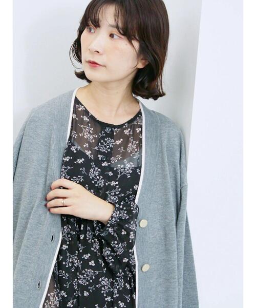 Samansa Mos2 blue(サマンサモスモスブルー)の「◎ラインニットカーディガン(カーディガン/ボレロ・レディース・ネイビー/キャメル/チャコールグレー・F)」の6枚目の写真