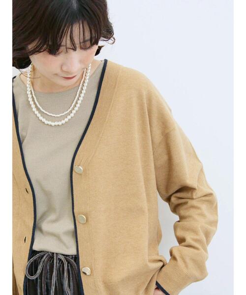 Samansa Mos2 blue(サマンサモスモスブルー)の「◎ラインニットカーディガン(カーディガン/ボレロ・レディース・ネイビー/キャメル/チャコールグレー・F)」の8枚目の写真