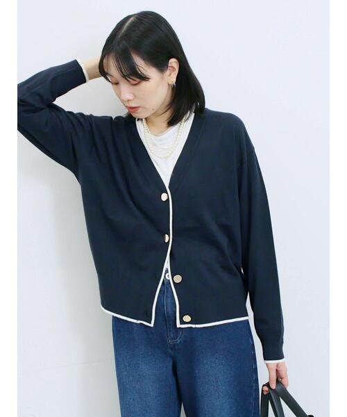 Samansa Mos2 blue(サマンサモスモスブルー)の「◎ラインニットカーディガン(カーディガン/ボレロ・レディース・ネイビー/キャメル/チャコールグレー・F)」の16枚目の写真