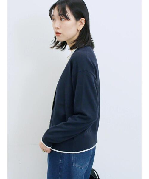 Samansa Mos2 blue(サマンサモスモスブルー)の「◎ラインニットカーディガン(カーディガン/ボレロ・レディース・ネイビー/キャメル/チャコールグレー・F)」の17枚目の写真