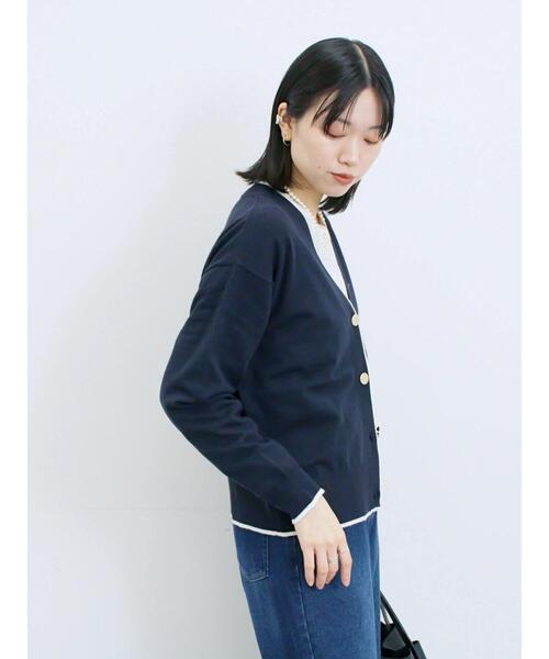 Samansa Mos2 blue(サマンサモスモスブルー)の「◎ラインニットカーディガン(カーディガン/ボレロ・レディース・ネイビー/キャメル/チャコールグレー・F)」の20枚目の写真