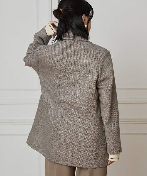 IENA LA BOUCLE（イエナラブークル）の「IENA LA BOUCLE ヘリンボーンジャケット（テーラードジャケット・レディース・チョコ・FREE）」の4枚目の写真