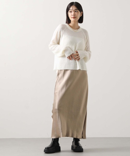 audrey and john wad(オードリーアンドジョンワッド)の「モヘア混ビスチェ片畦柄ニット(ニット/セーター・レディース・オフホワイト/トップグレー・FREE)」の3枚目の写真