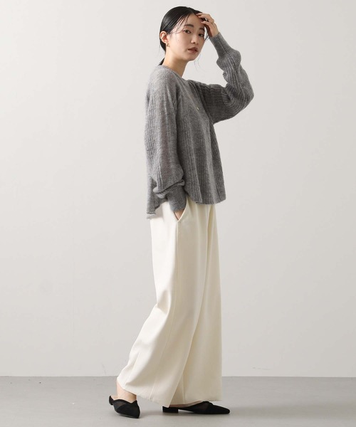 audrey and john wad(オードリーアンドジョンワッド)の「モヘア混ビスチェ片畦柄ニット(ニット/セーター・レディース・オフホワイト/トップグレー・FREE)」の14枚目の写真