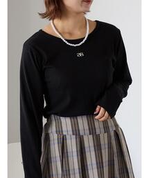 ehka sopo | ワンポイント刺繍クルーネックカットソー(Tシャツ/カットソー)