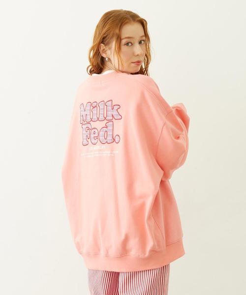 MILKFED.（ミルクフェド）の「MILKFED. PLAID LOGO WIDE CREW SWEAT（スウェット・レディース・オフホワイト/ブラック/ピンク・L/M）」の3枚目の写真