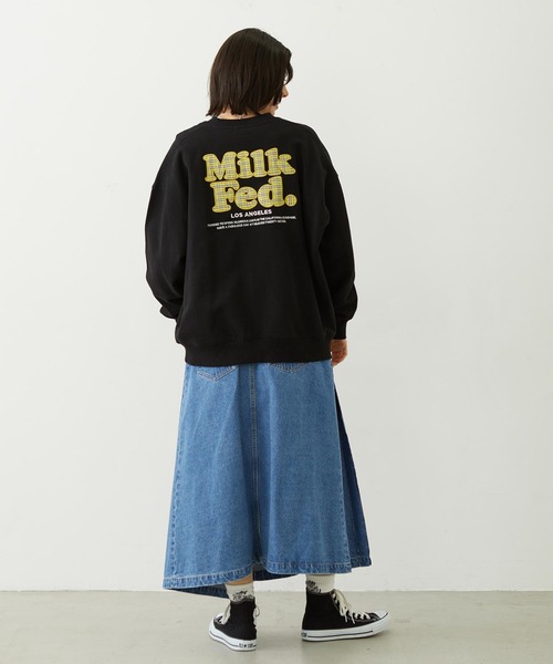 MILKFED.（ミルクフェド）の「MILKFED. PLAID LOGO WIDE CREW SWEAT（スウェット・レディース・オフホワイト/ブラック/ピンク・L/M）」の7枚目の写真