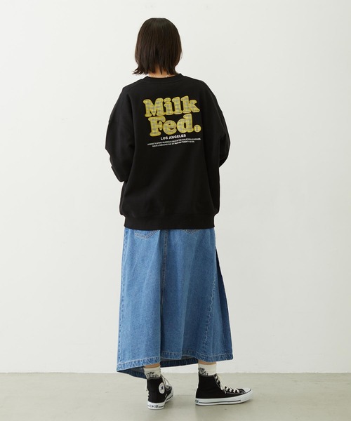 MILKFED.（ミルクフェド）の「MILKFED. PLAID LOGO WIDE CREW SWEAT（スウェット・レディース・オフホワイト/ブラック/ピンク・L/M）」の8枚目の写真